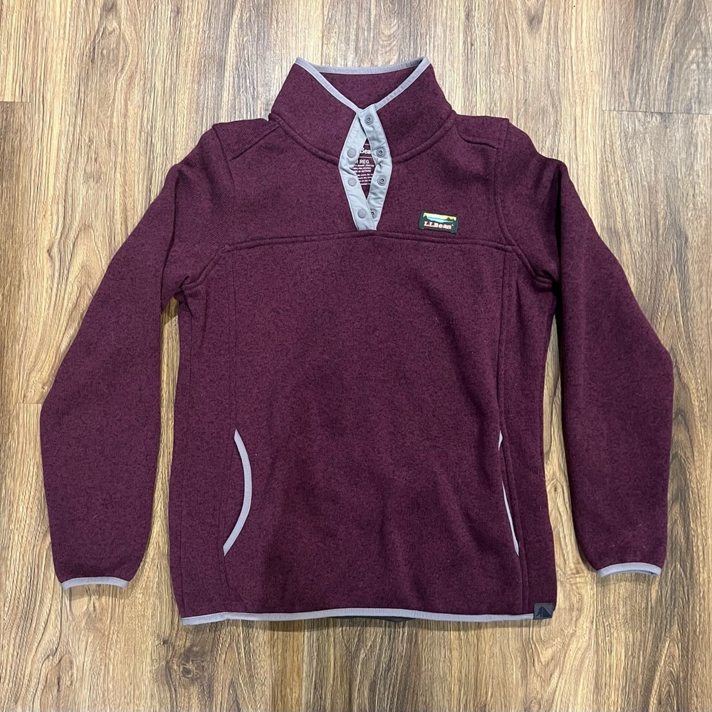 L.L.Bean Women's Sweater Fleece Pullover Snap-T - Dark Plum - Medium